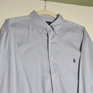 Ralph Lauren Men's Classic Fit 17 32/33 Button Down Light Blue Long Sleeve Shirt